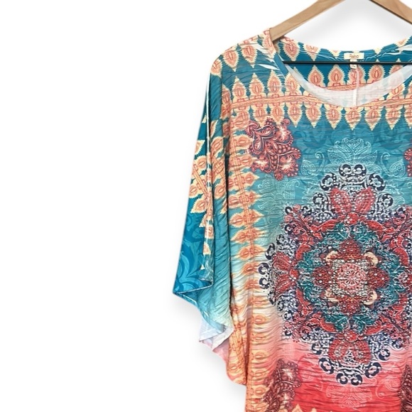 Reba Rhinestone Embellished Batwing Sleeve Top Size Large - Picture 5 of 11